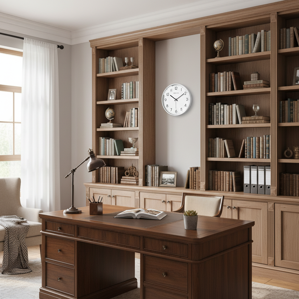 Vit Rund Väggklocka Tyst Design | Modern Väggklocka