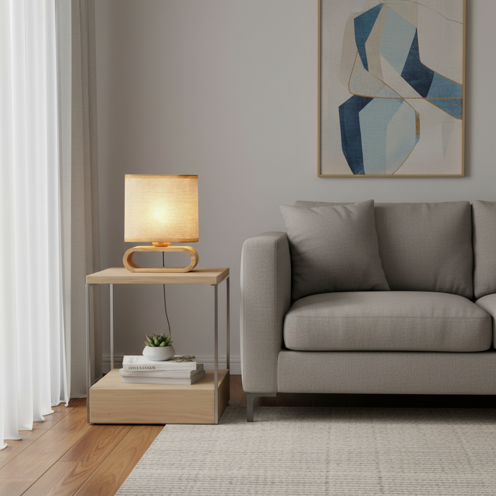 Bambino | Bordslampa i Bambu med Tygskärm