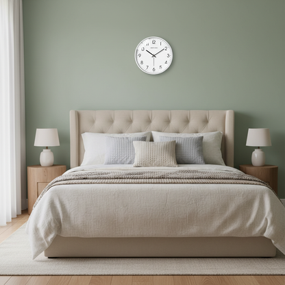 Vit Rund Väggklocka Tyst Design | Modern Väggklocka