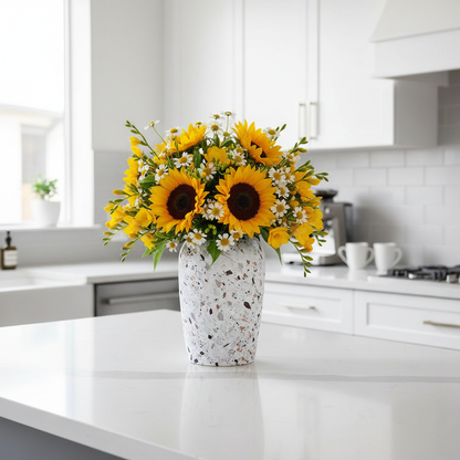 Vit Terrazzo-designvas | Keramisk Bordsvas